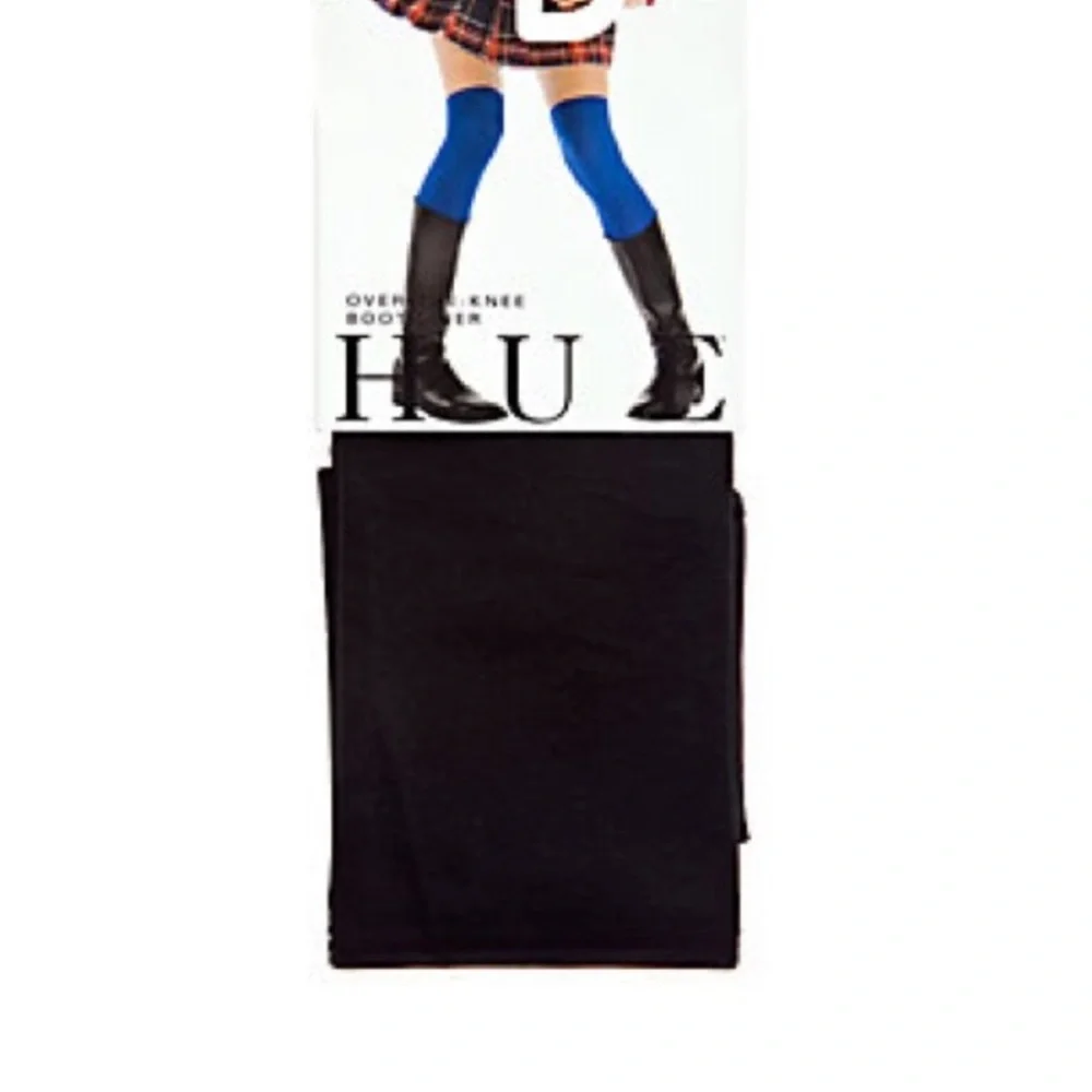 HUE MICROFIBER OVER THE KNEE BOOT LINERS SOCKS BLACK OS NWT
